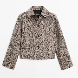 Massimo Dutti Wool Blend Animal Print Short Coat Size Medium New Without Tags!